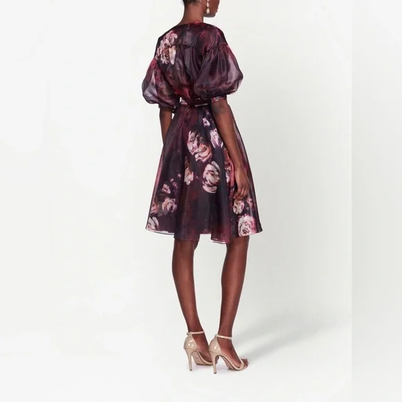 NWT Marchesa Notte Floral Cocktail Wrap Dress - Picture 4 of 16